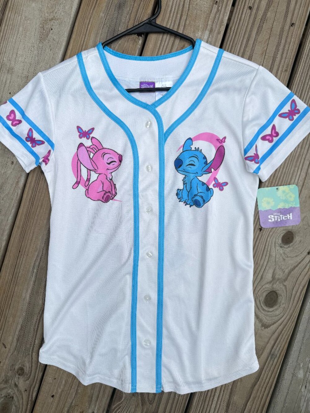 Disney Stitch Angel Baseball Jersey Coquette Kawaii Y2K NWT YXL/WS 16 3924